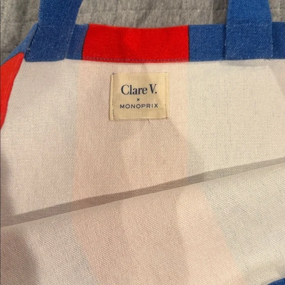 Clare V x Monoprix Red and Blue Striped Tote - Picture 2 of 3